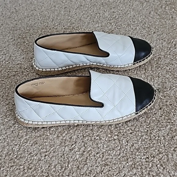 Talbots black and white quilted leather espadrilles size 8 euc - Picture 5 of 5